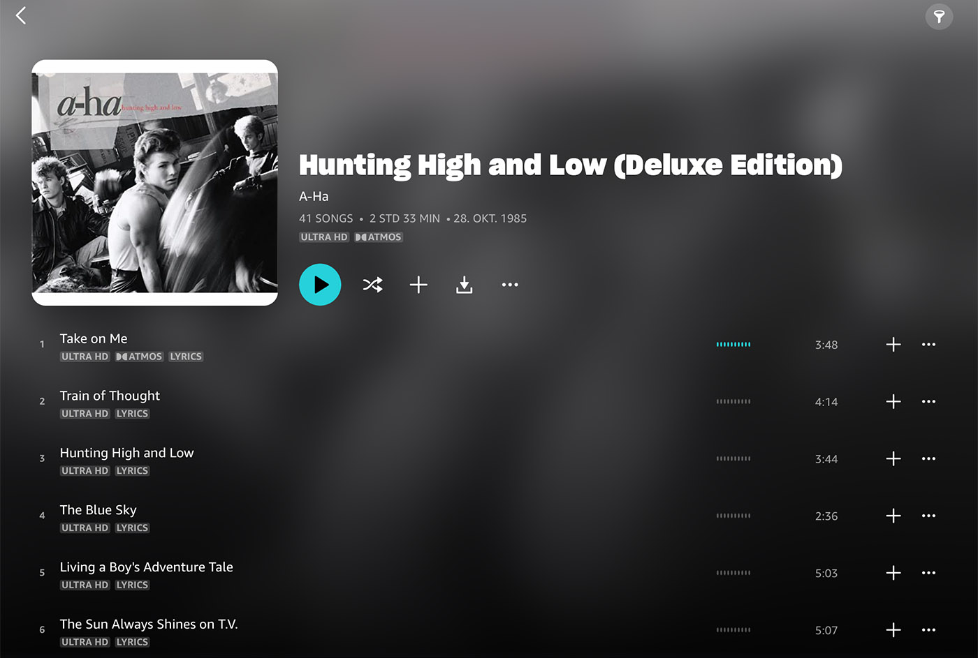 Hunting High and Low von a-ha in Dolby Atmos