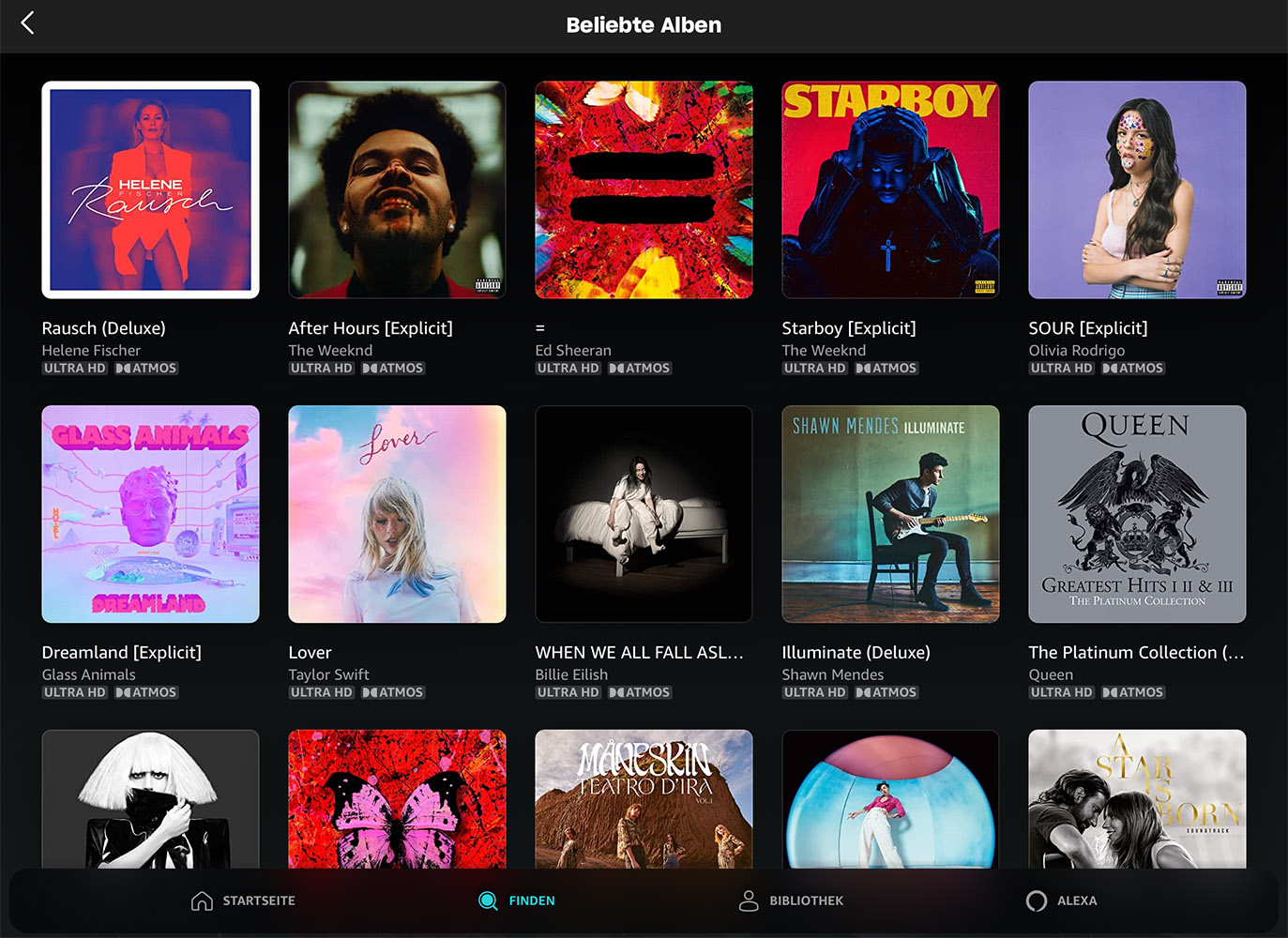 Beliebte Alben in Dolby Atmos bei Amazon