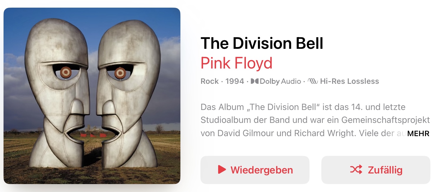 Apple Music Dolby Audio Pink Floyd Division Bell
