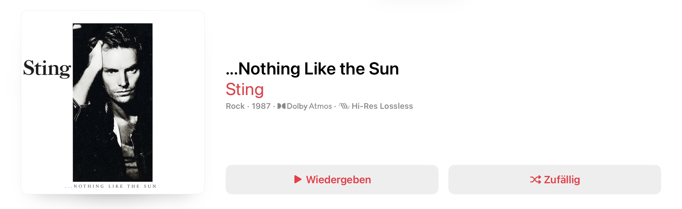 Sting Nothin Like The Sun